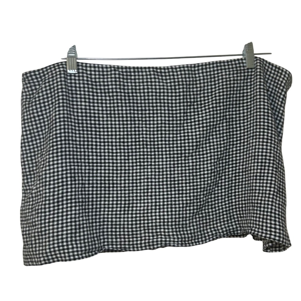 Abercrombie & Fitch Scarlett Mini Skort Black White Gingham Linen Blend XL